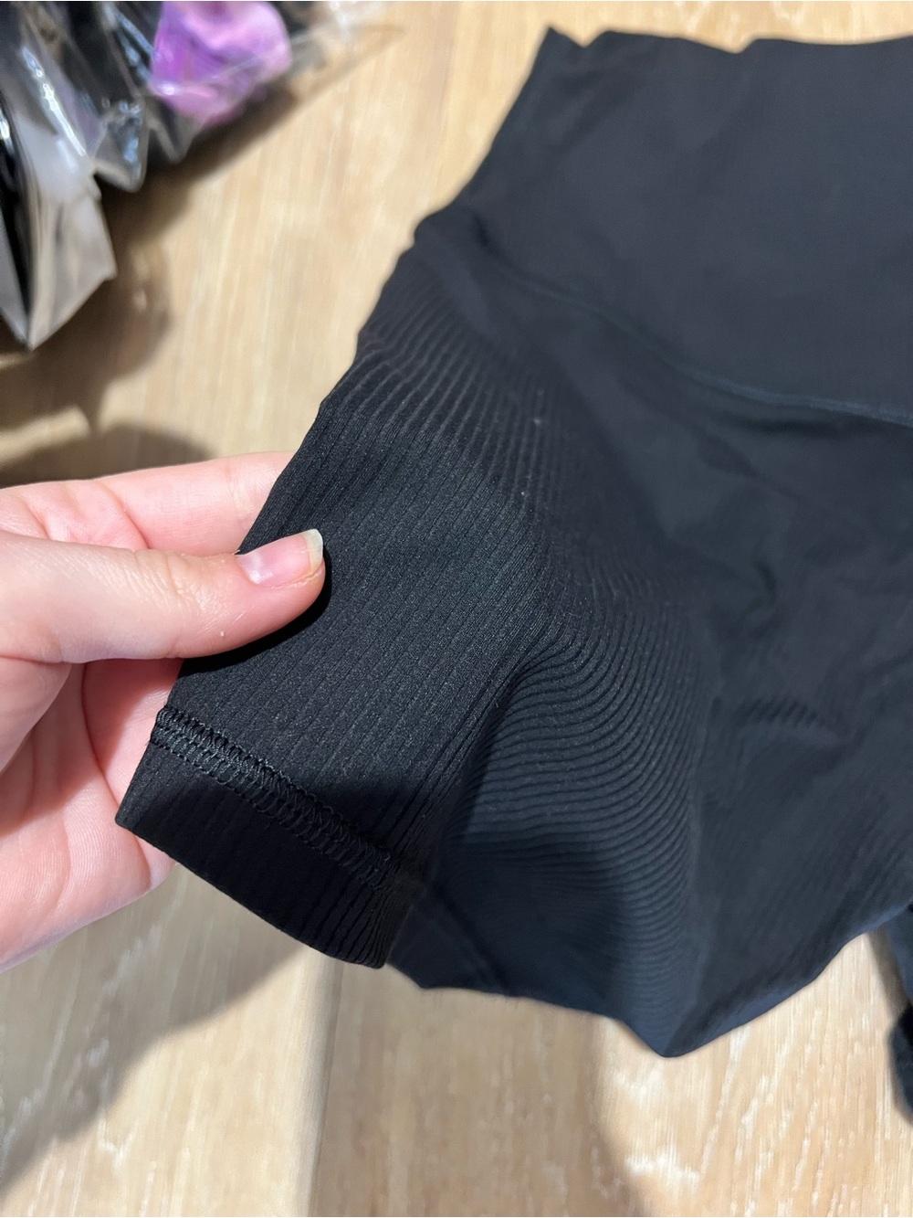 lululemon athletica High-Rise Black Ribbed Workout Shorts - Picture 2 of 4